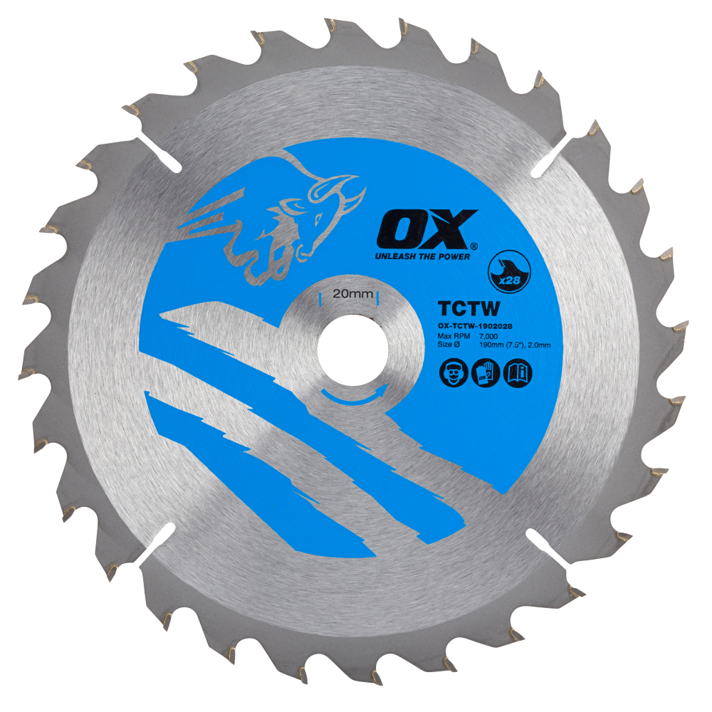 OX Sägeblatt für Kreissäge - Holz - 190/20mm, 28 Zähne ATB